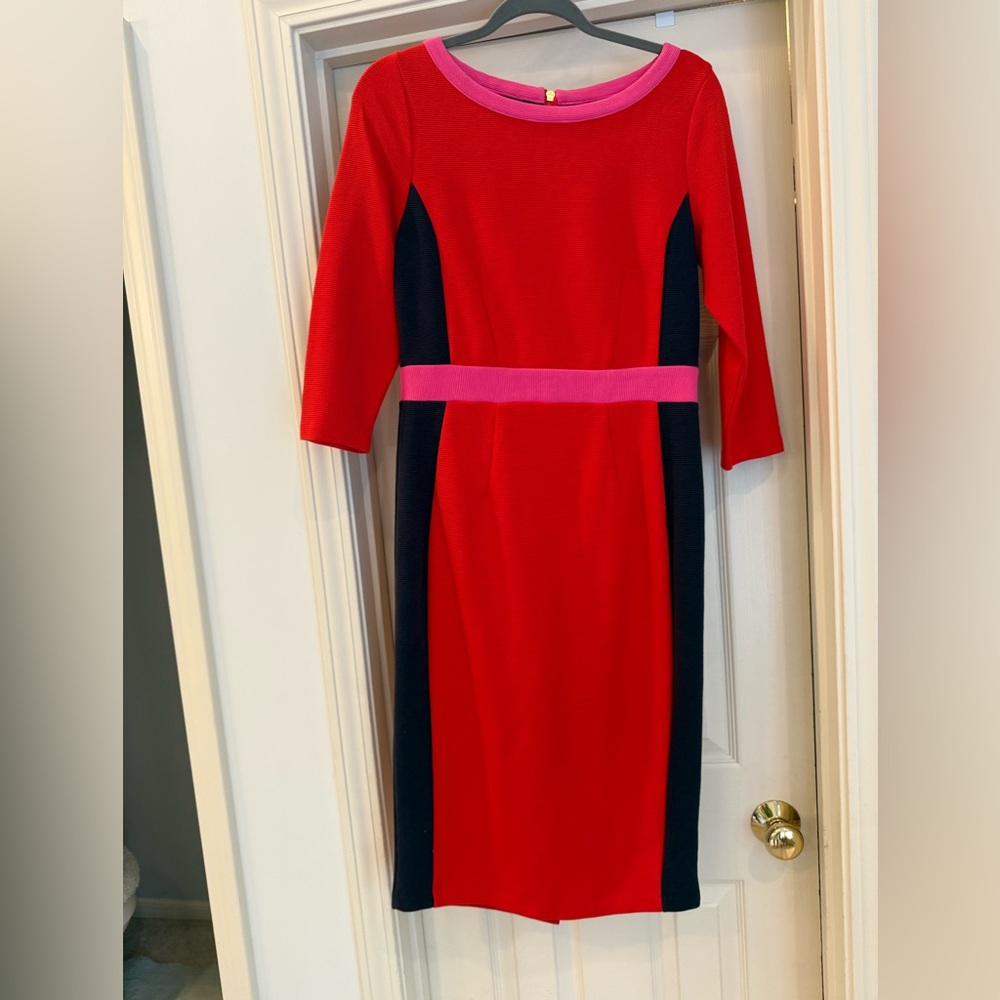 Boden Red Dress with Pink Trim